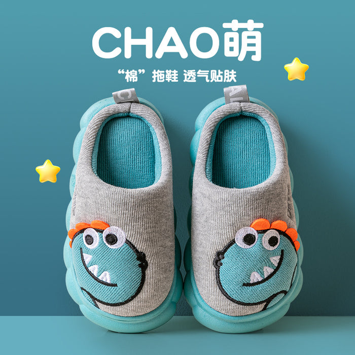 Wholesale Children' s cotton slippers autumn and winter medium and large children' s cute cartoon children' s slippers home indoor plush slippers