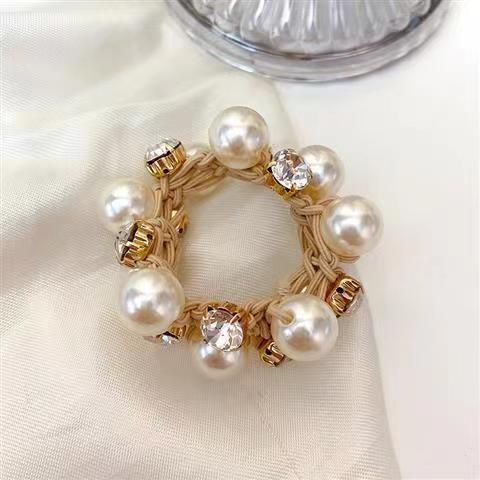 Wholesale Simple Pearl Rhinestone Hair Scrunchies JDC-HS-Zhenr002