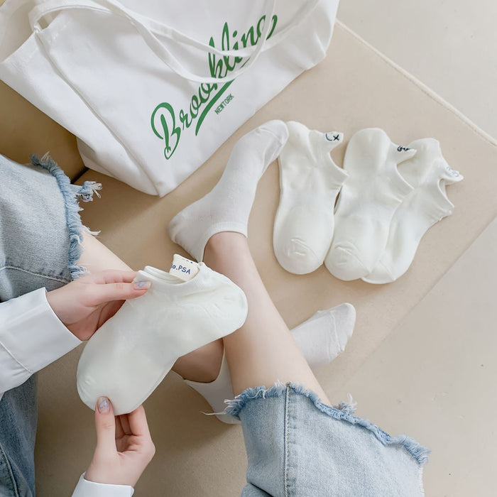 Wholesale Socks, boat socks, cute smiling face embroidery, invisible socks, cotton socks, shallow mouth socks