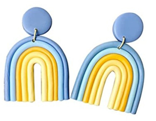 Wholesale U-shaped Rainbow Color Polymer Clay Earrings JDC-ES-TengC002