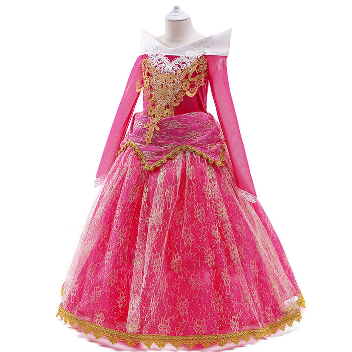 Wholesale Dress Shoulder Long Sleeve Girl's Puffy Princess Dress