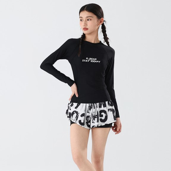Wholesale Letter long sleeved split swimsuit women's swimming pool special swimsuit women's two-piece swimsuit set