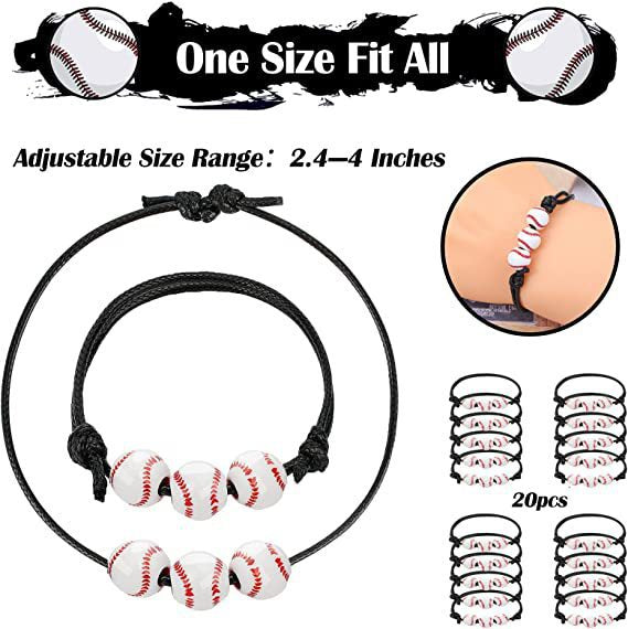 Wholesale Adjustable Elasticity Sports Bracelet, Football, Baseball Bracelet, Ball Beads, Handmade Rope