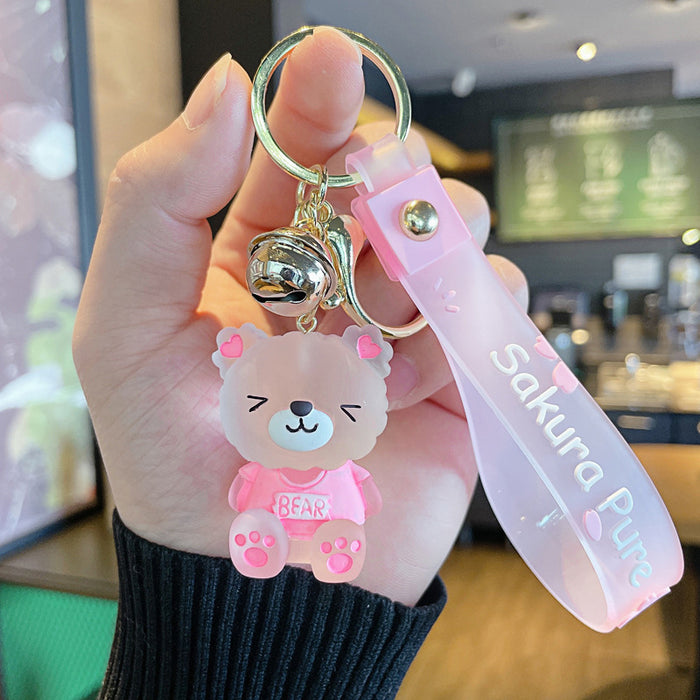 Wholesale Cute Sitting Crystal Bear Keychain