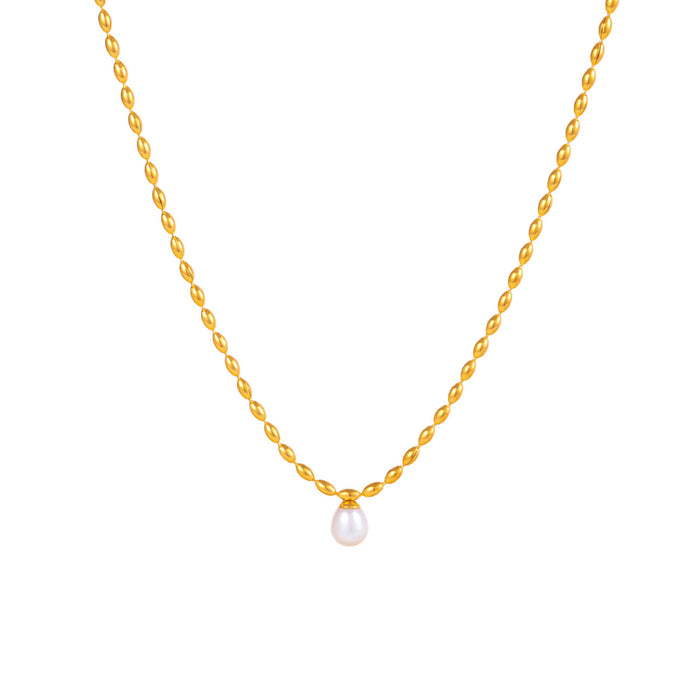 Wholesale Pearl necklace, fashionable stainless steel collarbone chain, handmade chain jewelry