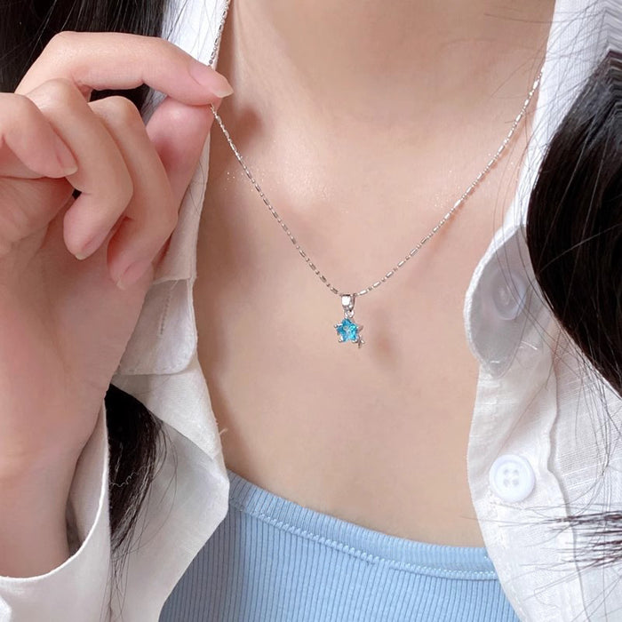 Wholesale Blue star necklace for women, light luxury, niche, versatile, high-end, collarbone chain, simple starry necklace