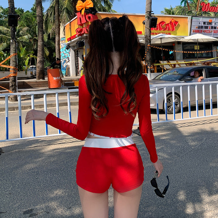 Wholesale Split swimsuit high-end bikini three piece set knitted cardigan