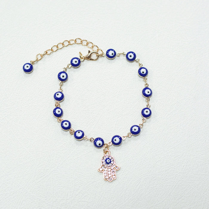 Wholesale Retro Evil Eye Anklet Copper Geometric Shape Party Jewelry Accessory