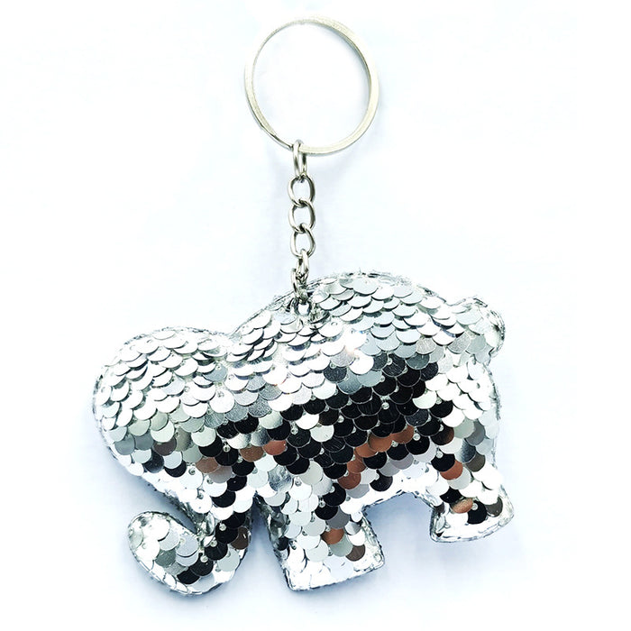 Wholesale Reflective Shiny Animal Plant Keychain PET Sequins Fashion Bag Car Pendant DIY Clothing Accessories JDC-KC-QS001