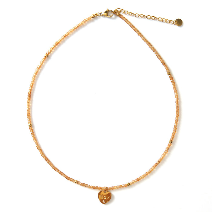 Wholesale New personalized multi-faceted natural stone necklace with stainless steel heart and diamond necklace color preservation