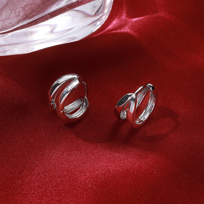 Wholesale jewelry ins wind geometry smooth diamond ear metal drop earrings