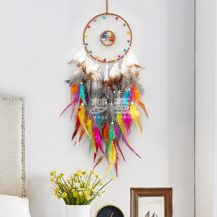 Wholesale Crystal Feather Dreamcatcher Handmade Tree of Life Room Decor MOQ≥2