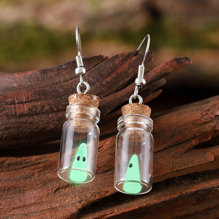 Wholesale  luminous ghost small pendant earrings necklace for women Luminous ghost exquisite drift bottle