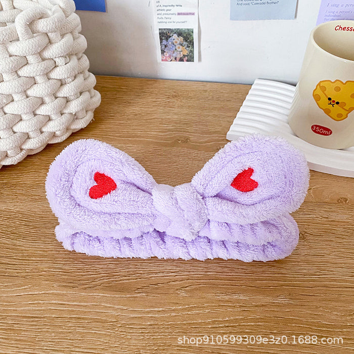 Wholesale Heart Butterfly Hairband for Women Face Washing Makeup Headband Flannel Headband Embroidered Hair Accessory Versatile