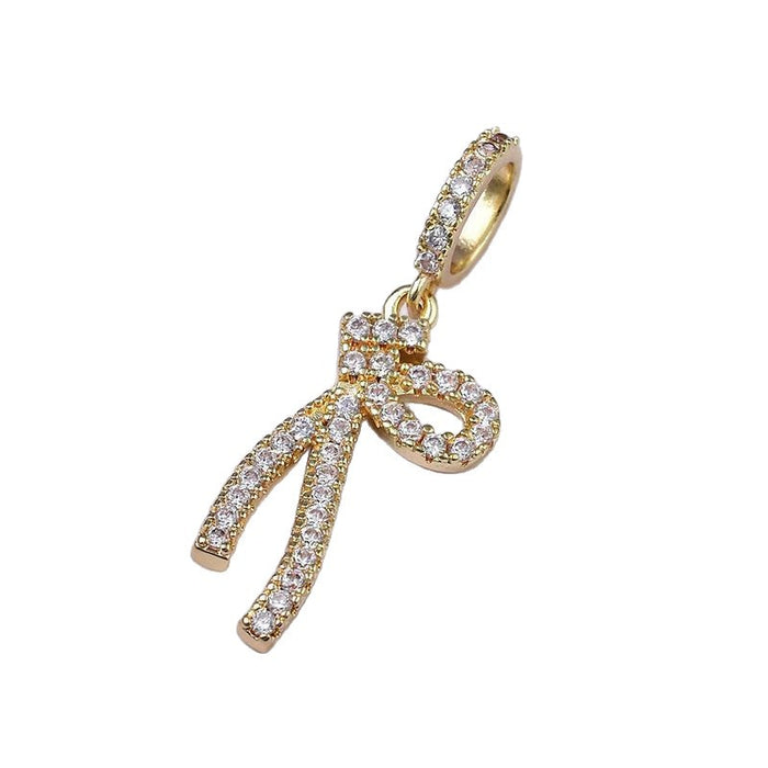 Wholesale 14K gold pendant with diamond wings and bow necklace jewelry accessories