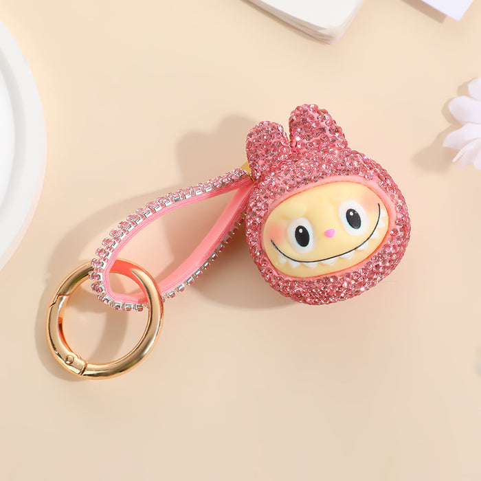 Wholesale DIY rhinestone cartoon doll keychain  Q-version toy key ring