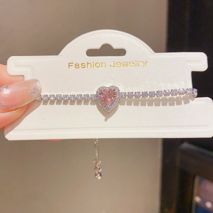 Wholesale Flower Heart Zircon Bracelet Trendy Modern Women Jewelry Accessory