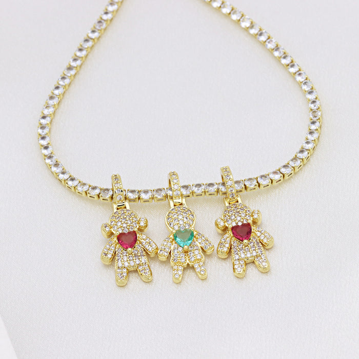 Wholesale Love heart copper gold-plated inlaid colorful zircon pendant high-end full zircon necklace
