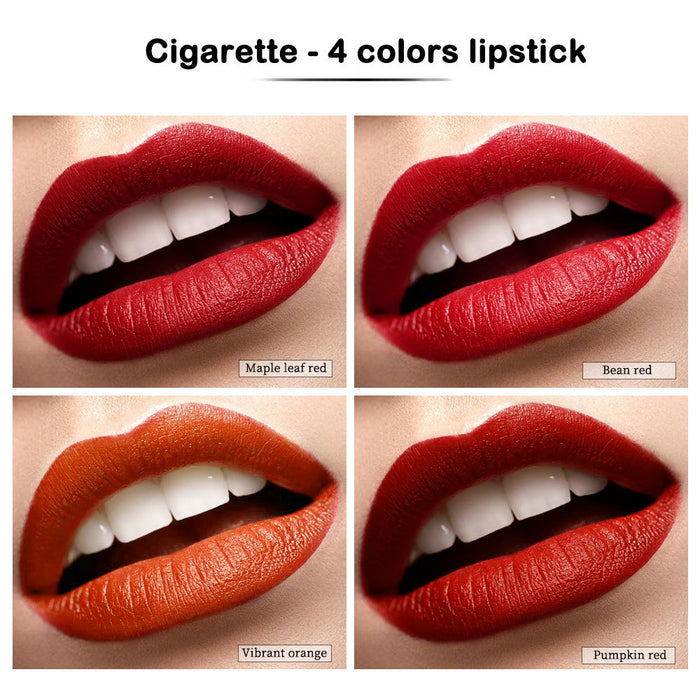 Wholesale Cigarette lipstick set with long-lasting matte finish and easy to fade, portable and creative 4-color cigarette lipstick