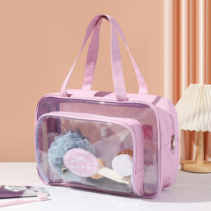 Wholesale PVC wash bag, hand-held single shoulder dry wet separation bag, waterproof makeup and wash storage bag