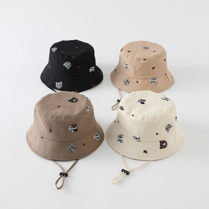 Wholesale Stylish Kids Cat Embroidered Bucket Hat For Everyday Outdoor Sun Protection