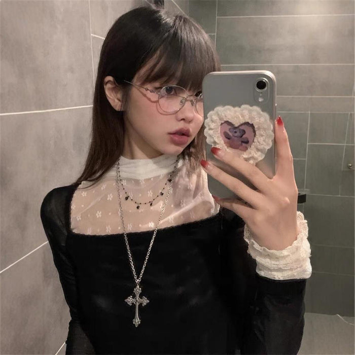 Wholesale Cross pendant necklace, niche sweater chain, heavy industry accessories