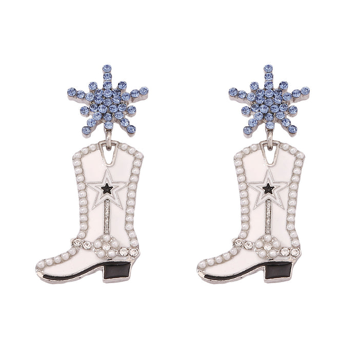 Wholesale Long Boots Zinc Alloy Oil Drop Inlaid Pearl Earrings JDC-ES-YueLi023