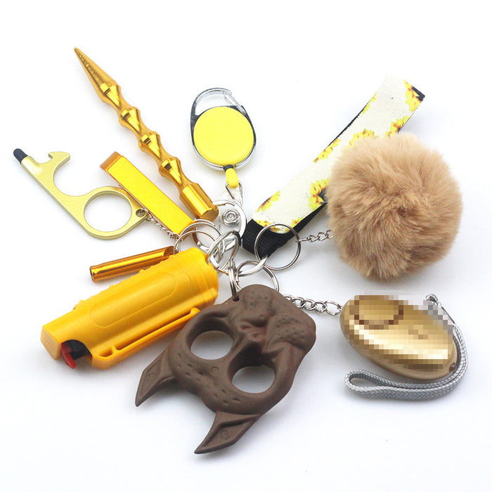 Wholesale Plastic Hair Ball Multifunctional 10-piece Keychain JDC-KC-TouMS062