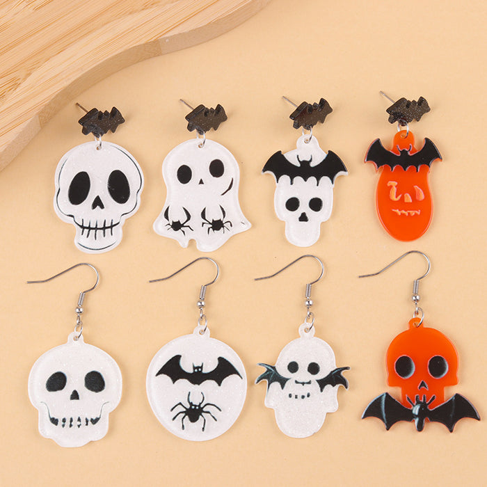 Wholesale Halloween Earrings New Skull Ghost Acrylic Earrings Ab Style Earrings