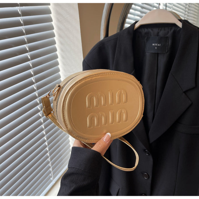 Wholesale Bowling bag, oil wax leather texture, shell bag, crossbody, single shoulder, versatile and fashionable small bag