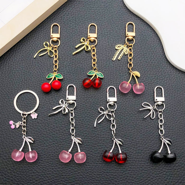 Wholesale Creative cherry-shaped enamel metal keychain