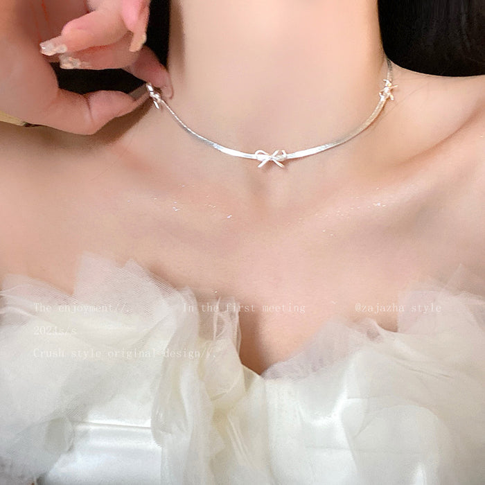 Wholesale Bow Snake Bone Chain Women's  Clavicle ChainAll-match Necklace