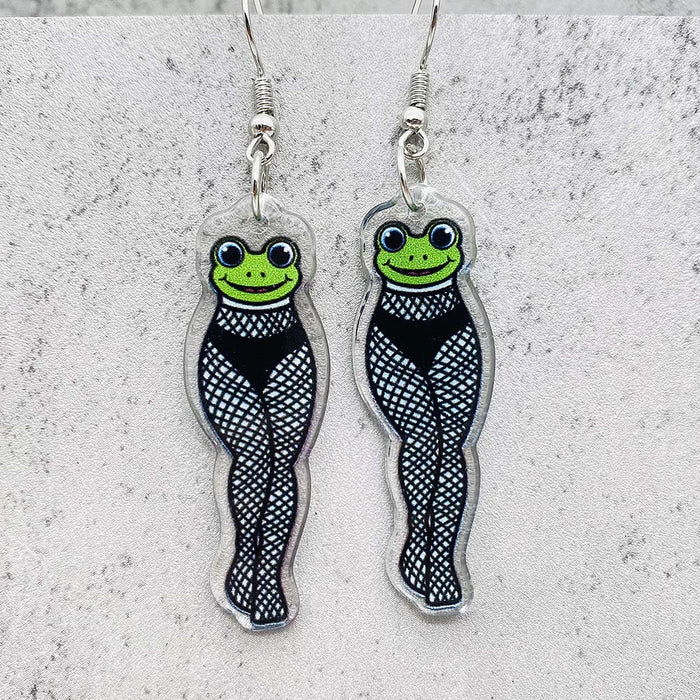 Wholesale Cartoon Cute Mushroom Frog Balloon Printed Pendant Acrylic Earrings JDC-ES-Chengy036