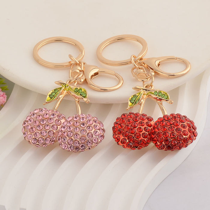 Wholesale Zinc Alloy Rhinestone Cherry Keychain – Decorative Bag Charm Car Key Accessory