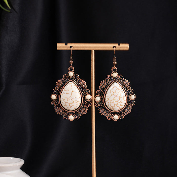 Wholesale Turquoise Flower Pendant Bohemian Ethnic Style Earrings