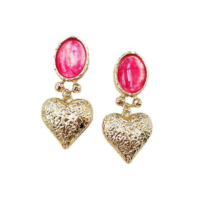 Wholesale Vintage Golden Rose Earrings Palace Style Transparent Flower Glass Earrings Niche Exaggerated Earrings Earrings C153