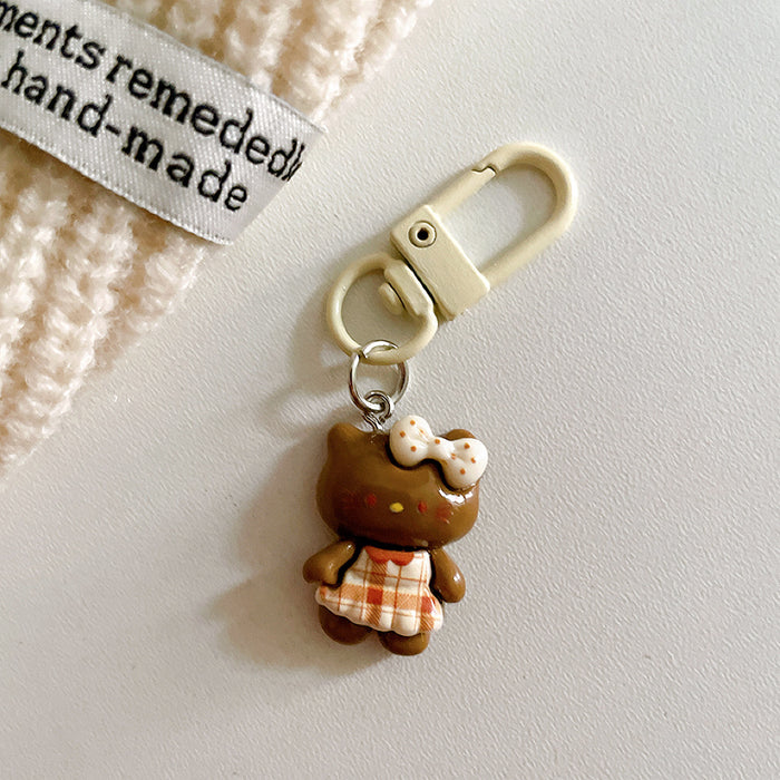 Wholesale Cute plaid skirt keychain pendant cartoon backpack hanging accessory with accessories
