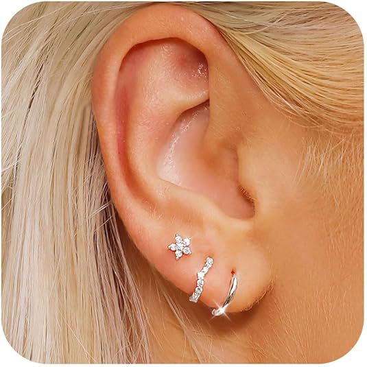 Wholesale Electroplated luxury star earrings with full diamonds, mini pentagram flowers, versatile and personalized earrings