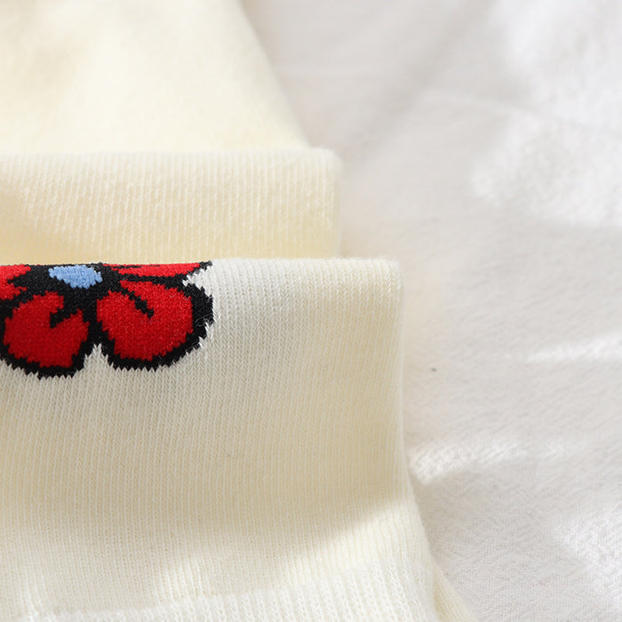 Wholesale Mid length socks, flower cotton socks, cartoon comfortable and breathable calf socks