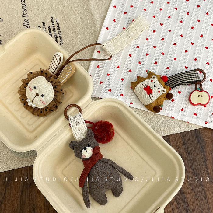 Wholesale Bear Pendant Fabric Small Animal Keychain Bag Hanging Accessories