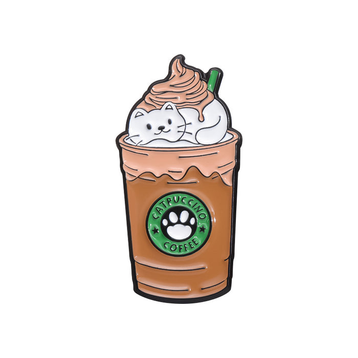 Wholesale Cartoon Coffee Cup Shape Brooch Pin Set Zinc Alloy Decorative Accent