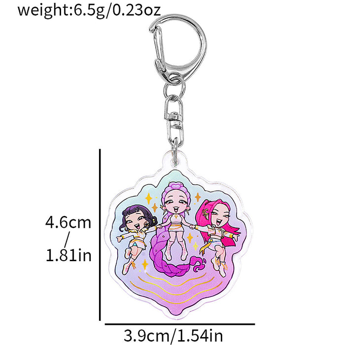 Wholesale Acrylic cute cartoon doubl sided keychain