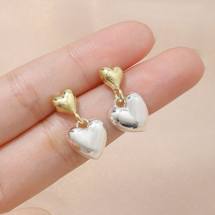 Wholesale Versatile and high-end double heart earrings, fashionable earrings with temperament and geometric earrings wholesale