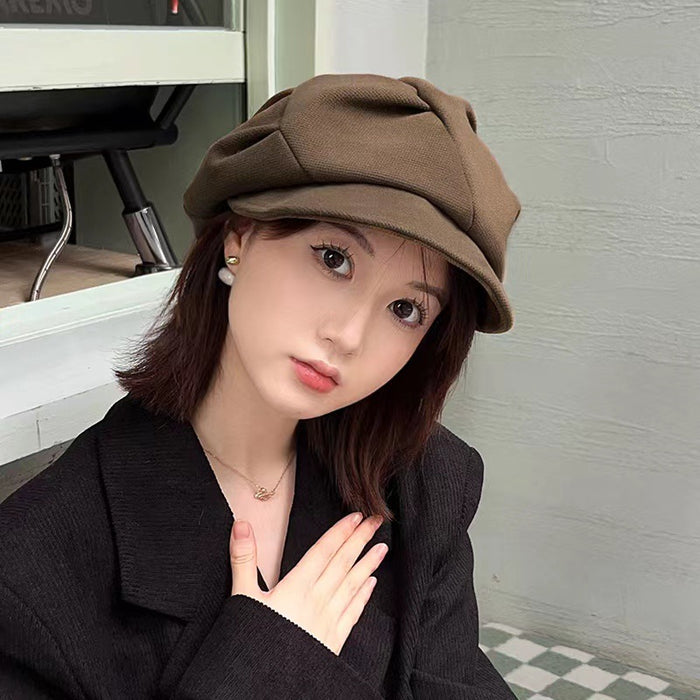 Wholesale Cloud hat new pleated octagonal hat travel versatile casual woolen beret