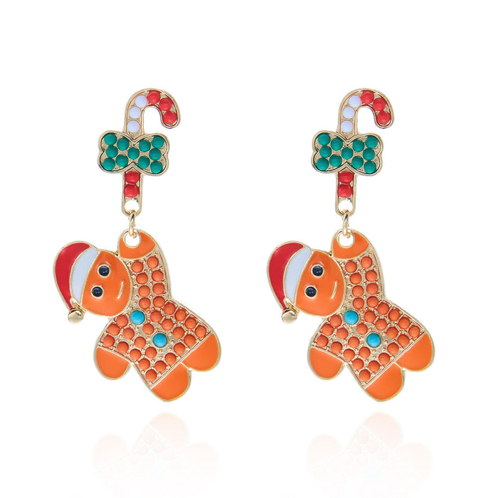 Wholesale Alloy Christmas Earrings Snowman Gingerbread Candy Cane Snowflake Design Party Jewelry Accessory