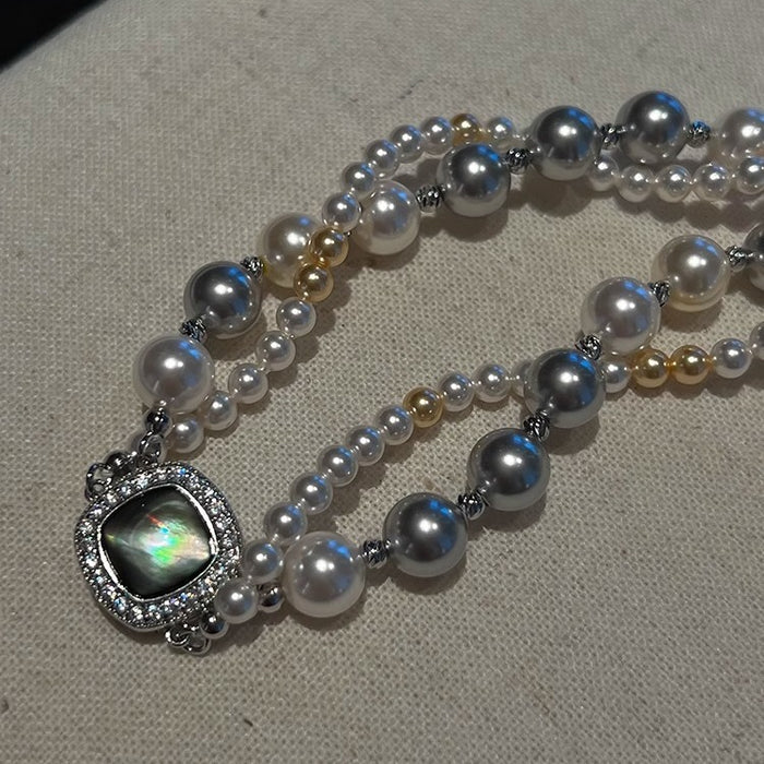 Wholesale Double layered pearl necklace for women, niche design, high-end feel, neck chain, locking bone chain