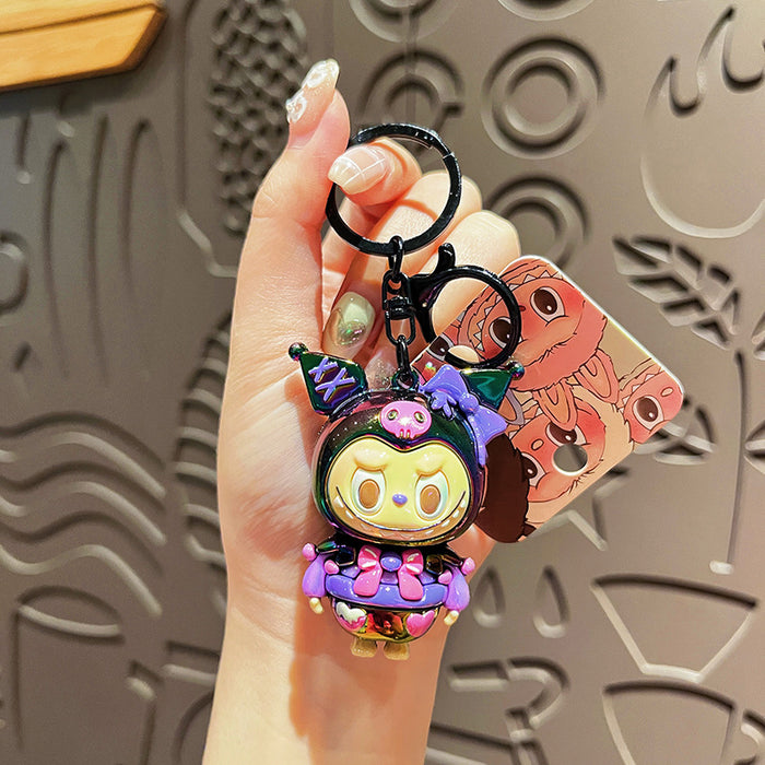 Wholesale electroplated doll keychain cute cartoon funny doll couple bag small pendant