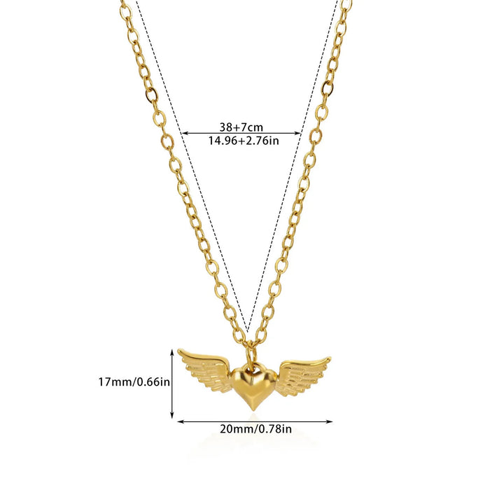 Wholesale  Stainless steel heart-shaped zircon pearl pendant necklace