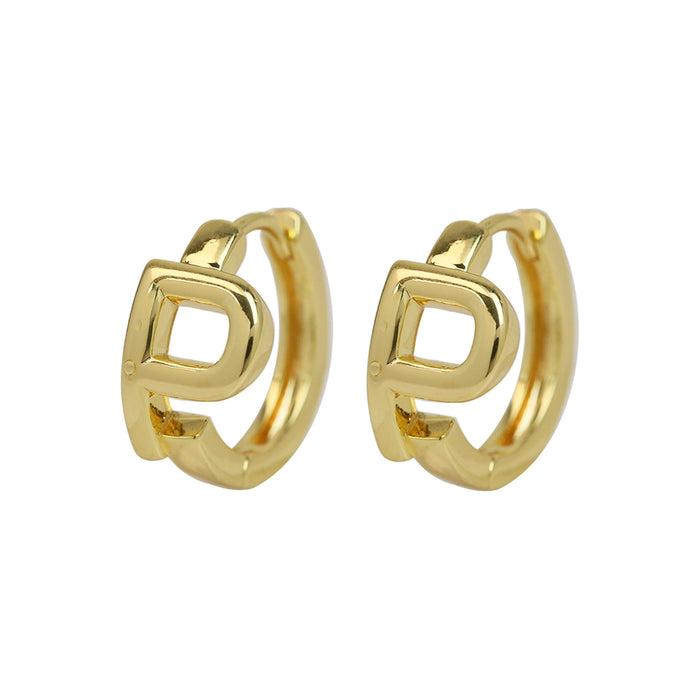 Wholesale  18k gold high-polished brass simple 26 English letters earrings