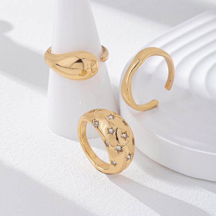 Wholesale  One  Set of Simple Daily Metal Ring Set